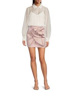 Muse by Marchesa Stretch Mikado Rosette Pencil Mini Skirt